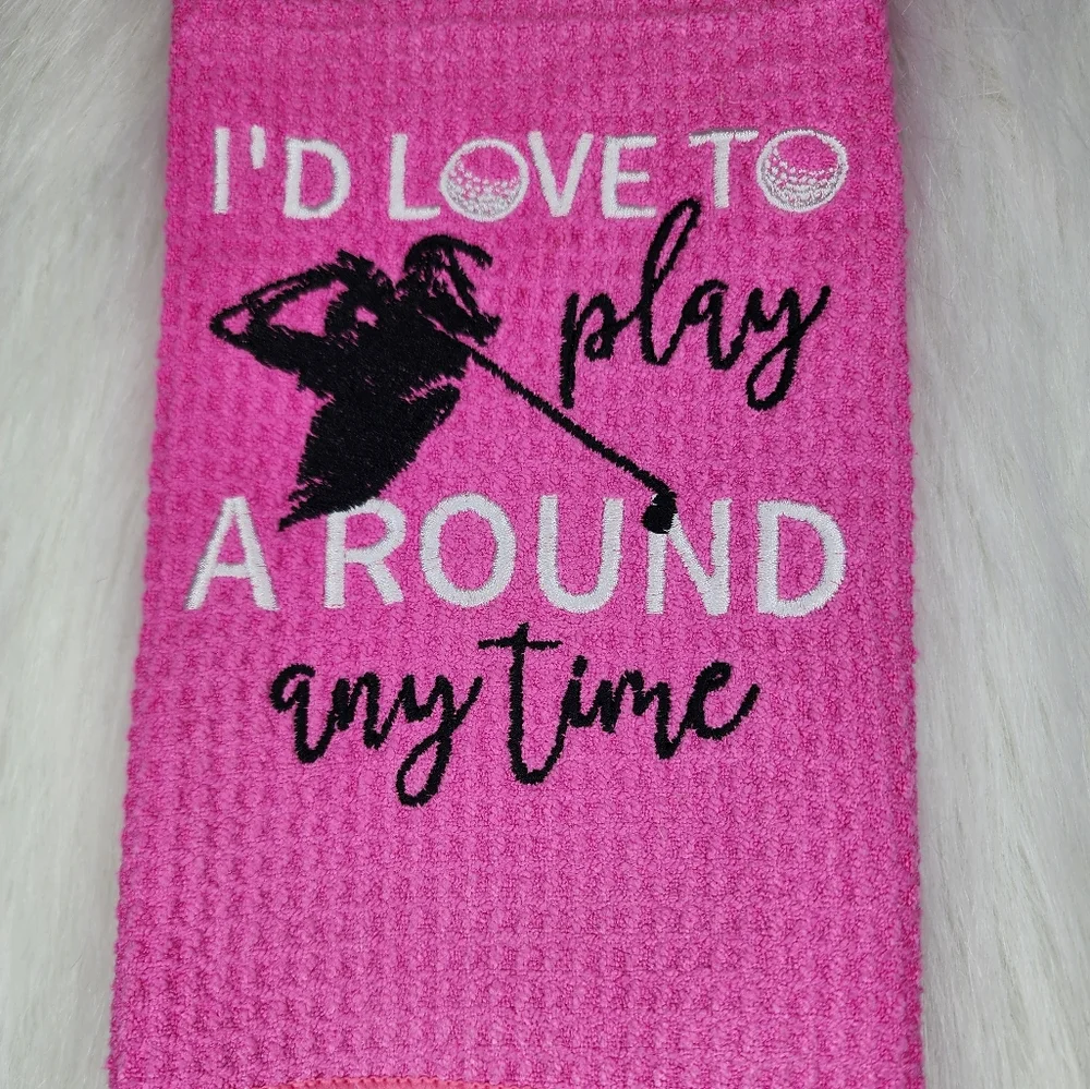 Hot Pink Embroidered Golf Towel ⛳️